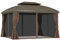 Outsunny 3.65 x 3(m) Hardtop Steel Gazebo Canopy for Patio Heavy Duty Outdoor Pavilion with Aluminium Alloy Frame, Double Roof, Net Sidewalls and Curtains, Coffee