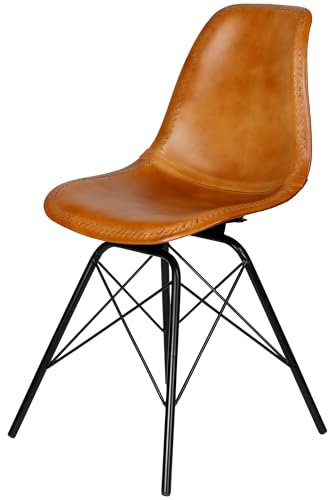 Casa Moro Esszimmer Stuhl Echtleder Cognac Essstuhl Lederstuhl Stühle Sitzschale Metallgestell Wartezimmerstuhl Konferenzstuhl Modern