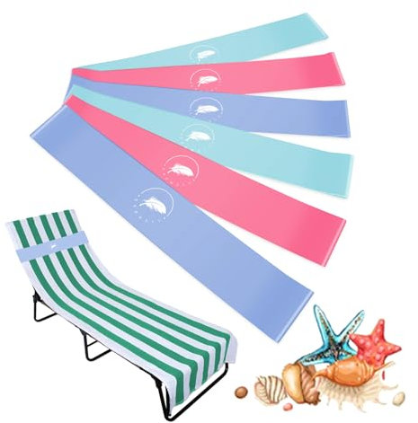 growell Lot de 6 élastiques pour serviettes de plage – Pinces élastiques pour chaises de plage, de croisière, de piscine, de salon – Accessoires essentiels pour bateau de croisière (bleu et cyan et