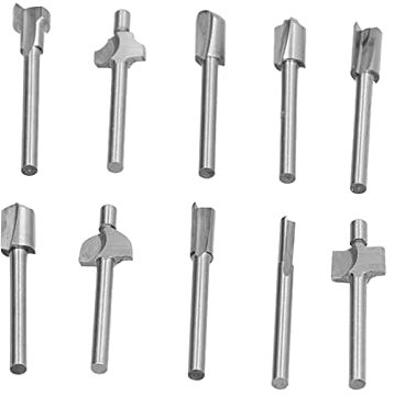10 Unids Router Bits Set, Acero de Alta Velocidad Espiral Corte Borde Carburo Grabado Cortador Bit Set para Recortes Fresas