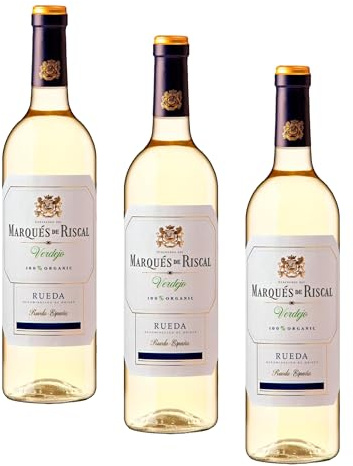 Marqués de Riscal Verdejo 100% Organic - Vino blanco Denominación de Origen Rueda, Variedad Verdejo - Botella individual de 750 ml (Paquete de 3)