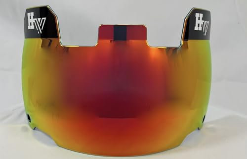 Intense Red V2 HW Football Visier für Riddell Helme, Rot-Orange Verspiegelt, UV-Schutz, mit Universal-Clips