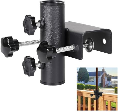 Jiahuade Pince De Fixation Parasol,Support de Parasol de Balcon,Balustrade de Balcon,Support de Parasol Réglable,Support de Parasol,Balustrade de Balcon,Diamètre 23-38 mm,pour Jardin,Terrasse, Balcon
