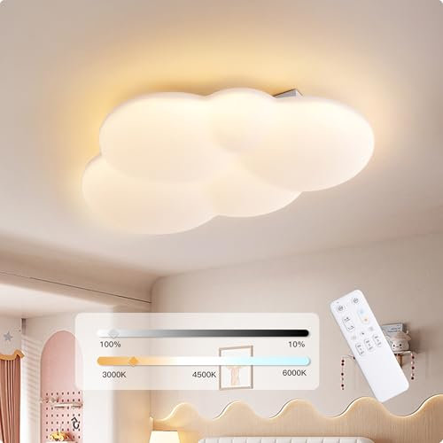 YUEEU Kinderzimmer Lampe Decke Schlafzimmer Lampe LED Deckenleuchte Kinderzimmer 30CM PE Wolke Deckenlampe Kinderlampe,Dimmbar Wolkenlampe mit Fernbedienung, Deckenleuchten für Kinder,Babyzimmer