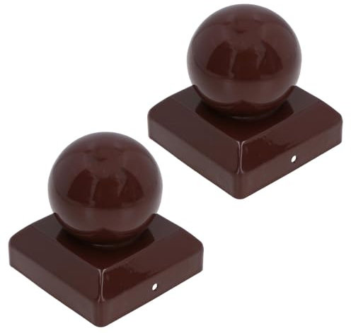 Metal Fence Post Caps Round / Ball 100mm x 100mm Protector Cover Brown 2pc