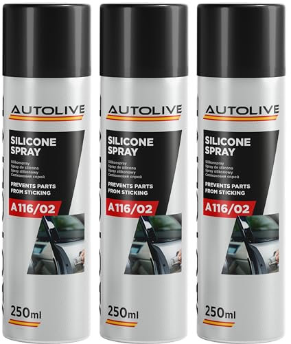 AUTOLIVE GROUP Lubricante de Silicona en Spray - Pack de 3 - para Plástico, Caucho, Metal, Vidrio - Resiste -45ºC a +200ºC - 250ml