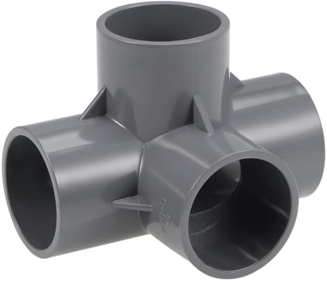 TA-VIGOR Lot de 4 raccords de tuyau en PVC de 40 mm, connecteurs d'angle coudés à 4 voies, joints de tuyau en T à angle droit pour tuyaux d'eau de jardin et systèmes d'irrigation, gris