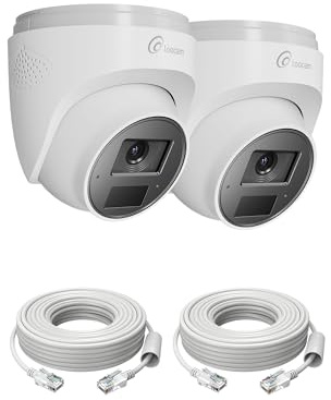 Loocam 2er-Set 4K 8MP Add-on PoE-Überwachungskamera Außen, KI-Menschenerkennung, Nachtsicht, Alarmbenachrichtigungs-Push, Fernzugriff, Innen-/Außen-Kuppelkamera, NUR Kompatibel mit 4K PoE-NVR-System