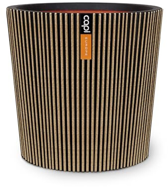 Capi Europe - Gefäß konisch Groove NL - 36x34 - Gold - Blumentopf für den Innen- und Außeneinsatz - Übertopf - Pflanztopf - Pflanzgefäß - Kunststoff - KGVGB612