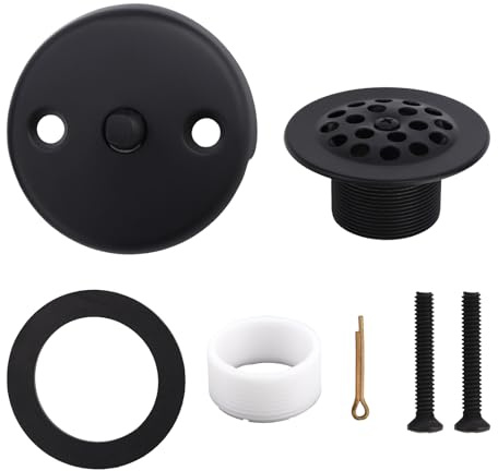 Trip Lever Tub Drain Trim Kit, Black Zinc Alloy Bathtub Strainer Done Cover Overflow Panel Kit with Gasket Screws Drain Replacement Accessory for Bathroom Tubs