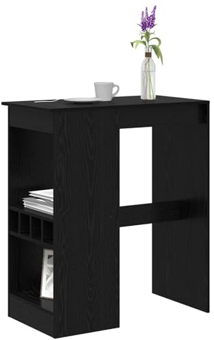 vidaXL Bartisch mit Regal Schwarz Eichen-Optik 90 x 47,5 x 103,5 cm, Moderner rechteckiger Bartisch aus Holzwerkstoff, ideal für gesellige Abende und Partys, minimalistisches Design