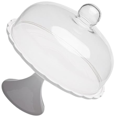 BETOOKY Kuchenteller mit Glasabdeckung aus Keramik und Glas | Practicale Dessertschale für Kuchen, Einfache Form, Robust und Sauber Abdeckbar, 1 Stück