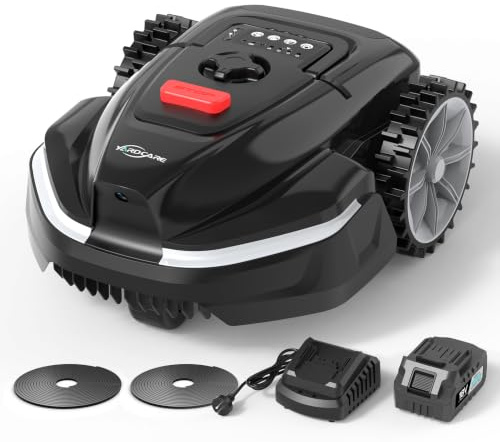 YARDCARE V3 Robot Tagliaerba Senza Filo Perimetrale, Navigazione Visiva AI, Rilevamento di oltre 150 Ostacoli, Controllo tramite App, Motore Brushless, 50 dB, Altezza di Taglio Regolabile