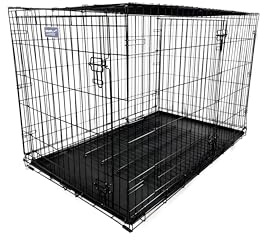 Simply Maison Hundekäfig XXL – klappbare Transportbox aus Metall, stabiler Hundekäfig mit Kunststoff-Bodenschale, für kleine bis große Hunde & Katzen, schwarz | Größe XXL | 122cm(L)x78cm(B)x80,5cm(H)