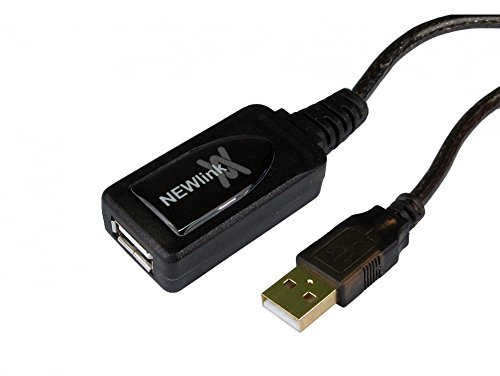 rhinocables USB Extension Cable Lead Wire Black USB 2.0 Boost Repeater Active Extender Male - Female Socket (15m Boost)