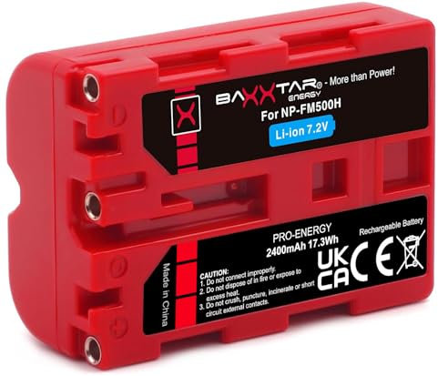 Baxxtar NP-FM500H Batterie 2600mAh Compatible avec Sony Alpha DSLR-A100 A200 A300 A350 A450 A500 A550 A560 A580 A700 A850 A900 SLT-A57 A65 A77 A99 A57K A65V A99 II FM500H FM-500H