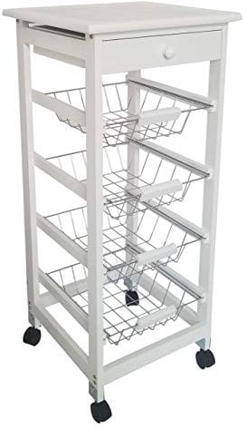 Mueble Gestion Carro de Cocina, Verdulero con Ruedas Bahia 2 Blanco