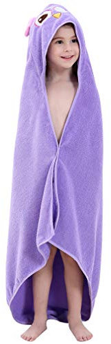COOKY.D Kapuzen-Badetuch für Jungen & Mädchen Eulen-Design,90x90 cm