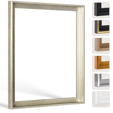 Schattenfugen - Rahmen Lemgo für Keilrahmenbilder und Leinwände 50x70cm Silber Antik