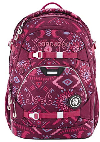 coocazoo Schulrucksack ScaleRale Tribal Melange rosa-rot, ergonomischer Tornister, höhenverstellbar mit Brustgurt und Hüftgurt für Mädchen ab der 5. Klasse, 30 Liter