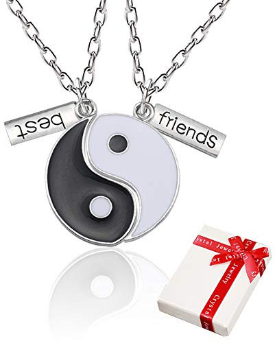 Yin Yang Taichi kette Anhänger Silber für Paar Pärchen,2 Stück Freundschaftsketten ying yang Haslkette mit Gravur Best Friends,Schmuck Partnerketten für beste Freunde,Liebhaber und Couple Geschenke