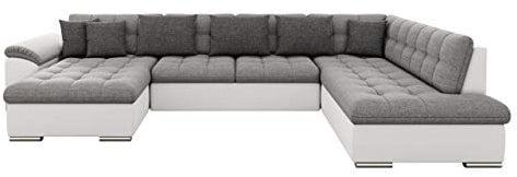 Mirjan24 Eckcouch Ecksofa Niko, Design Sofa Couch mit Schlaffunktion U-Sofa Große Farbauswahl Wohnlandschaft (Ecksofa Links, Soft 017 + Lux 05 + Lux 06)