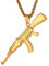 U7 Sturmgewehr AK-47 Anhänger Halskette 18k vergoldet Coole Armee Gewehr Form 60cm/3mm Weizenkette Männer Jungen Hip Hop Modeschmuck Geschenkidee für Geburtstag