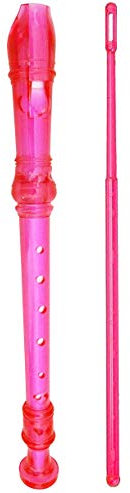 keepdrum RC002PK Sopran Flöte Neon transparent Blockflöte Rosa Pink