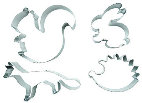 BekkiB 880531 4er Set Eichhörnchen Fuchs Igel Hase Ausstecher Ausstechform Waldtiere Tiere