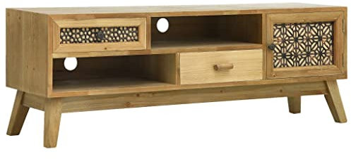 Meuble TV Marron sculpté 120x30x42 cm Bois