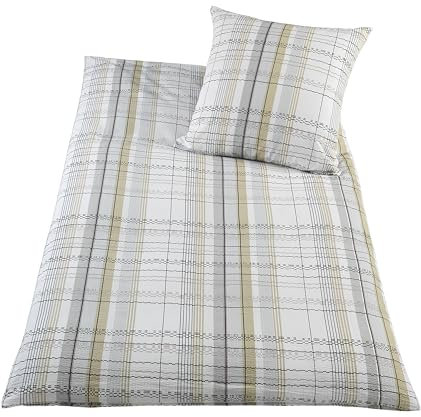 BaSaTex Seersucker Bettwäsche Baumwolle Set 4teilig 135x200 + 80x80 cm Kissenbezug | Öko-Tex Zertifiziert | Bettgarnitur mit Struktur | Design Kati Natur