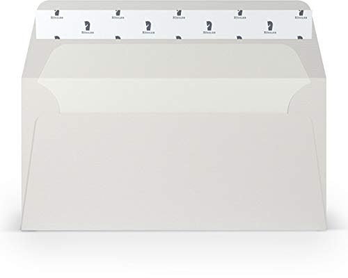 PAPERADO 50 Briefumschläge DIN lang/DL Haftklebung mit Seidenfutter - Eisgrau gerippt Hell-Grau - 100 g/m² Kuvert ohne Fenster 22 x 11 cm - Umschläge mit Haftklebung breite Klappe