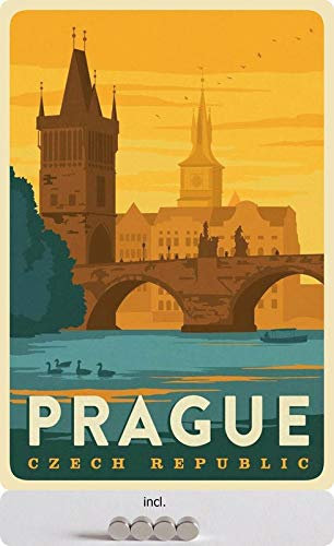 Blechschild 20x30cm gewölbt incl. 4 Magneten Prague Czech Republic Deko Geschenk Schild