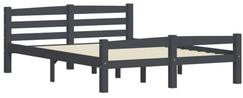 vidaXL Massivholzbett Doppelbett Bettgestell Bett Holzbett Bettrahmen Lattenrost Schlafzimmerbett Schlafzimmermöbel Dunkelgrau Kiefer 120x200cm