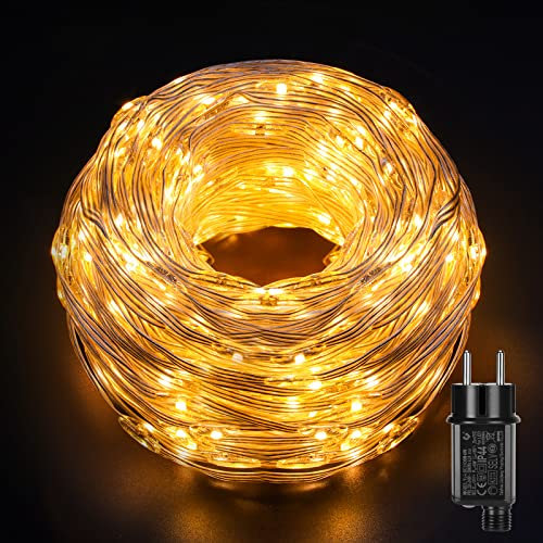 GlobaLink 25M LED Lichtschlauch, 500er LED Weihnachtsbeleuchtung Außen Strom IP65 Wasserdicht, Schlauch Lichterkette PVC-Draht 8 Modi für Innen Außen Garten Hochzeit Party Weihnachten Deko - Warmweiß