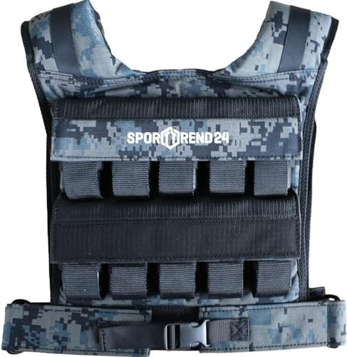 Sporttrend 24® Profi Gewichtsweste mit herausnehmbaren Gewichten Größenwahl | Trainingsweste Fitnessweste Sportweste Weighted Vest Laufweste Fitness Weste für Klimmzüge Liegestütze Kniebeuge Laufen