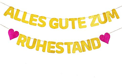 Alles Gute zum Ruhestand Rente Girlande Glitter für Frau Frauen Männer,Gold Glitzer Endlich Ruhestand Banner Deko Geschenk für Renter Party Rente Abschiedsfeier Pension Senior Privatmann Dekoration