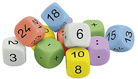TimeTEX - Würfel-Set Mathematik 12-TLG., 20 mm | Lernwürfel in Box | Für Grundschule, Übungen & Spiele