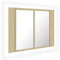 vidaXL LED Bad Spiegelschrank Badezimmerspiegel Badspiegel Spiegel Badschrank Badezimmerschrank Hängeschrank Wandschrank Sonoma-Eiche 60x12x45cm Acryl