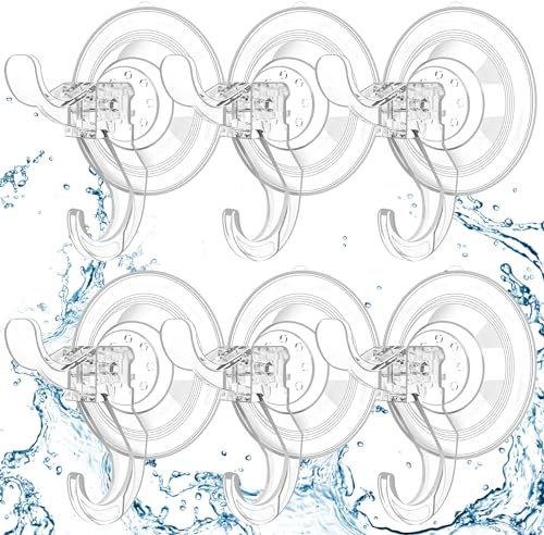Goabroa Saugnapfhaken, 6 Stück, transparent, Vakuum-Saugnapf-Doppelhaken für Glasfenster, wiederverwendbarer Saugnapf-Duschaufhänger für Badezimmer, Küche, Heimdekoration, hält bis zu 5 kg