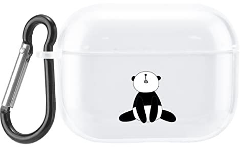 LuGeKe Panda Cute Animal Clear Case Cover for Airpods Pro with Keychain, Funny Kawaii Pattern Soft Shockproof Protective Airpods Pro Cases Cool Charging Case with Design for Girls Boys