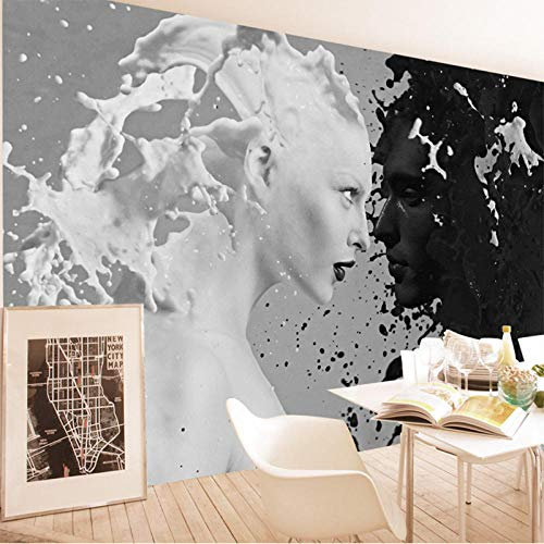 SIBUHUAU Papier peint noir et blanc mur 3d salon chambre boutique bar café papier peint papier peint rouleau