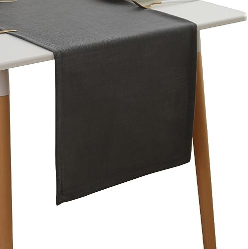 Simurq Tischläufer Wasserabweisende & Abwaschbare Tischläufer modern | Leinenoptik - Lotuseffekt | Pflegeleicht & fleckenabweisend Läufer| Tischläufer grau (Farbe: Grau, 40x160 cm)