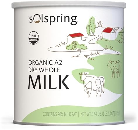 Dr. Mercola Solspring Organic A2 Dry Whole Milk - Powdered Milk with A2 Beta-Casein for Less Digestive Discomfort - Organic, Gluten-Free & Soy-Free - Original Flavor - 17.4 oz (15 Servings)