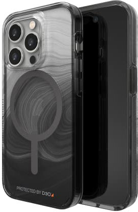 ZAGG Gear 4 Milan Snap D30 Protective Case Compatible with iPhone 14 Pro, Slim, Shockproof, Wireless Charging, (Black Swirl)