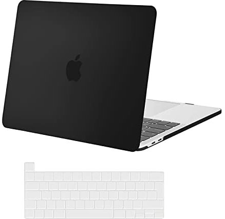MOSISO Hülle Kompatibel mit MacBook Pro 13 Zoll 2024 2023 2022-2016 M2 M1 A2338 A2251 A2289 A2159 A1989 A1708 A1706 mit/ohne Touch Bar, Plastik Hartschale Case&Tastaturabdeckung,Schwarz