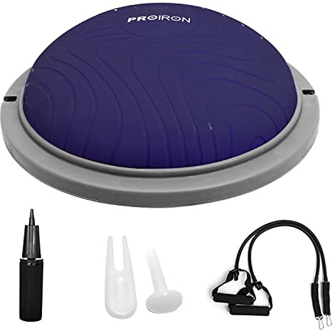 PROIRON Balance Ball Trainer Half Ball 47cm/60cm, Halber Gymnastikball bis 300kg Belastbar, Gymnastik Halbball Halbkugel Balancetrainer mit Expander & Fußpumpe für Fitness, Stabilitäts, Core Training