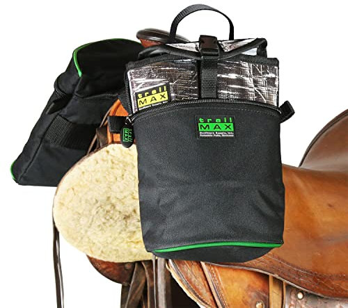 TrailMax Mittelgroße Satteltaschen für Ihren Westernsattel; isolierte Satteltaschen für Pferde; Kamera- oder Handy-Satteltasche; gesicherte mit Riemen; passend für Western-/Endurance-Sättel, grüne