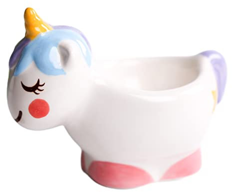 redchocol8® New Lovely Cute Hand Painted Unicorn Ceramic Egg Cup Breakfast Dining Gift