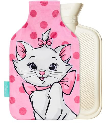 Disney Stitch Wärmflasche mit Bezug Wärmflasche Süß für Hände & Füße, Wärmeflasche bei Regelschmerzen, Nacken- und Schulterschmerzen (Marie_1700 ML)